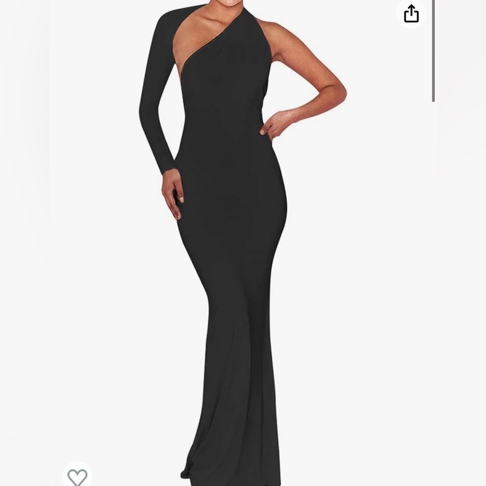 One shoulder Black Maxi Dress